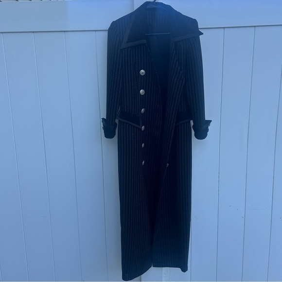 Vintage long pinstripe, lace and jeweled blazer. - Picture 13 of 16